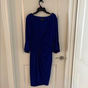 Cobalt Blue Ruched Sheath Dress with Bateau Neckline